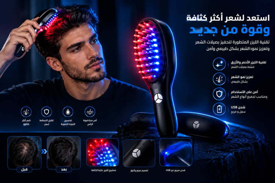 فرشة الليزر العلاجية 4 في 1 لعلاج تساقط الشعر وتكثيفه | Mahal Online