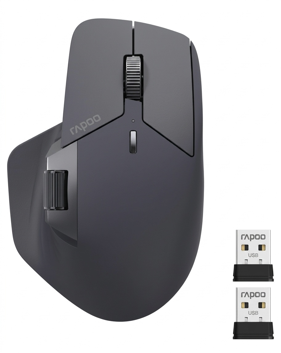 Rapoo MT760L Wireless Bluetooth Mouse, Ergonomic Design - Black