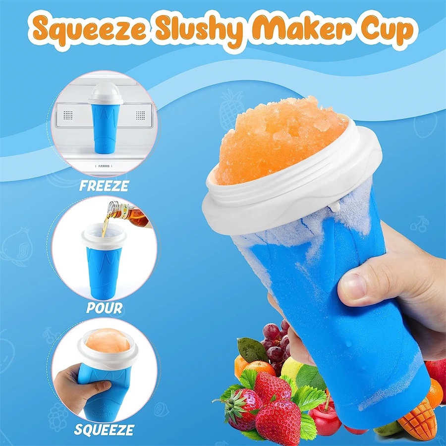 كوب السموذي والمشروبات المثلجة الذكي SqueezeCup Pro من السيليكون الغذائي مع ملعقة وماصة 2 في 1