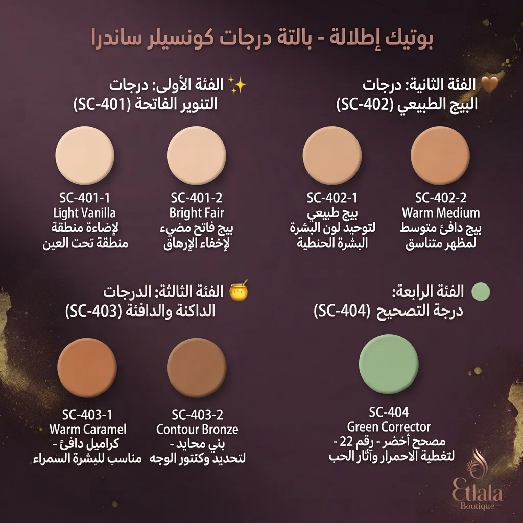 كونسيلر وكريم خافي العيوب ساندرا كوزمتكس - تغطية كاملة (Sandra Concealer Cream)