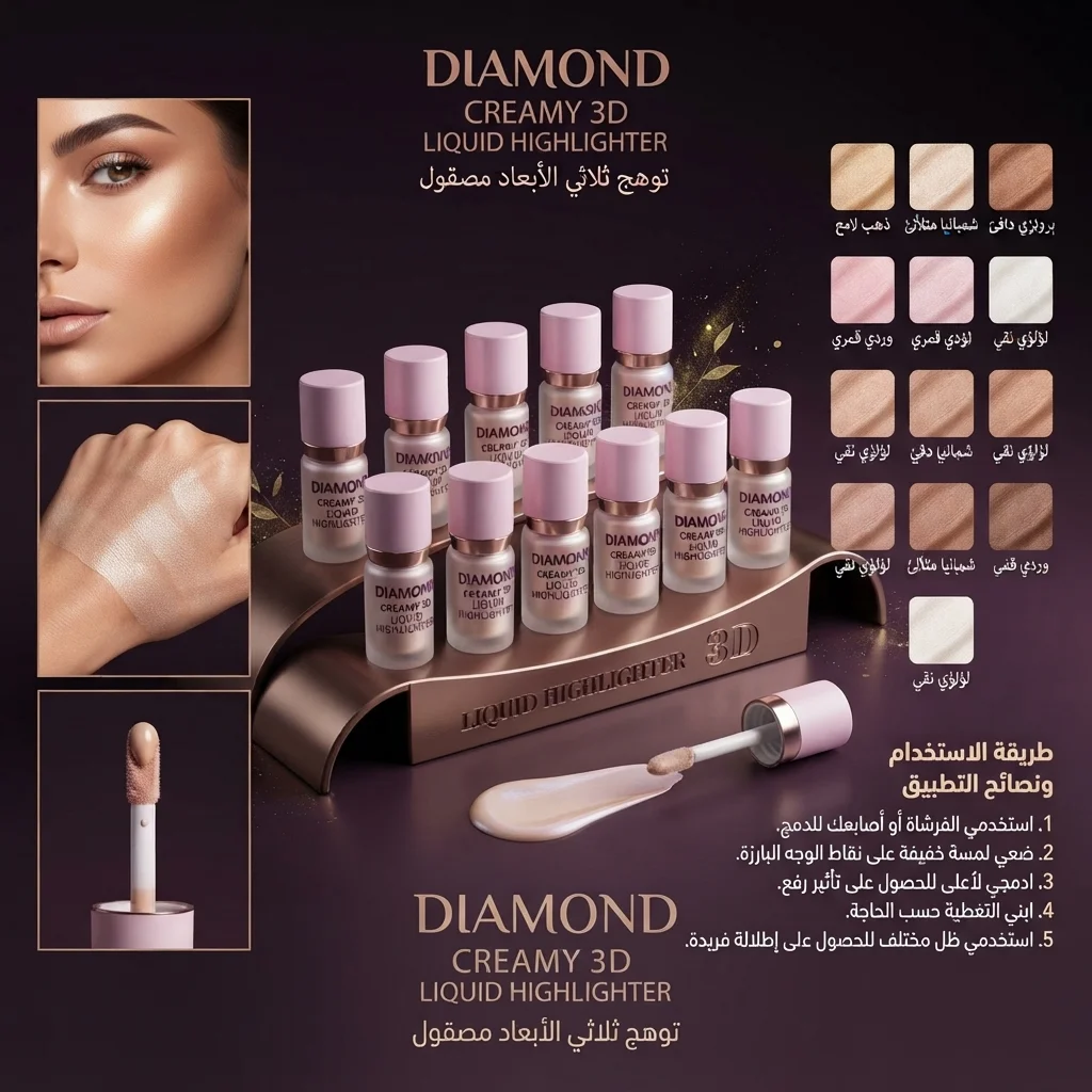 هايلايتر سائل لإضاءة الوجه والجسم - دياموند كريمي 3D (Liquid Highlighter)