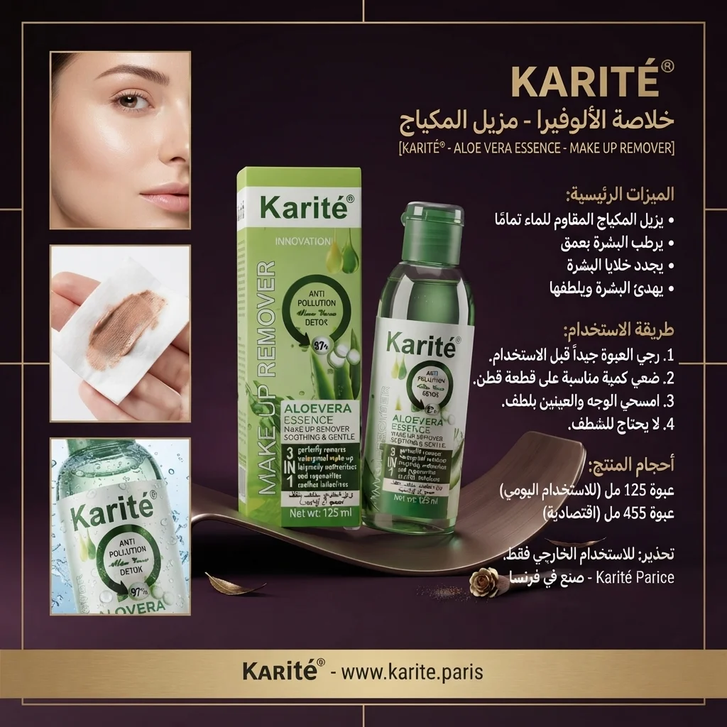 مزيل مكياج بخلاصة الصبار المرطب - كاريت (Karité Aloe Vera Make Up Remover)