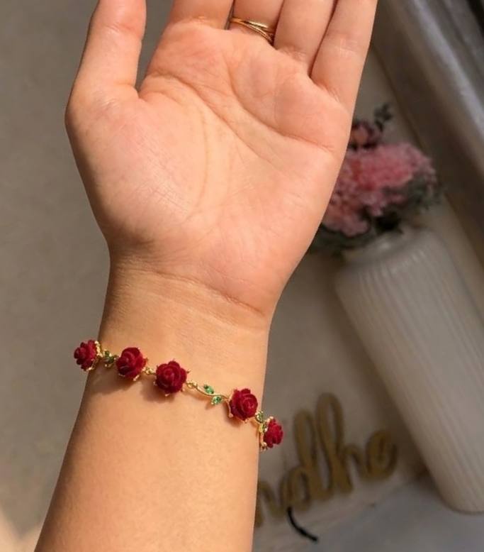 Red Flower Bracelet