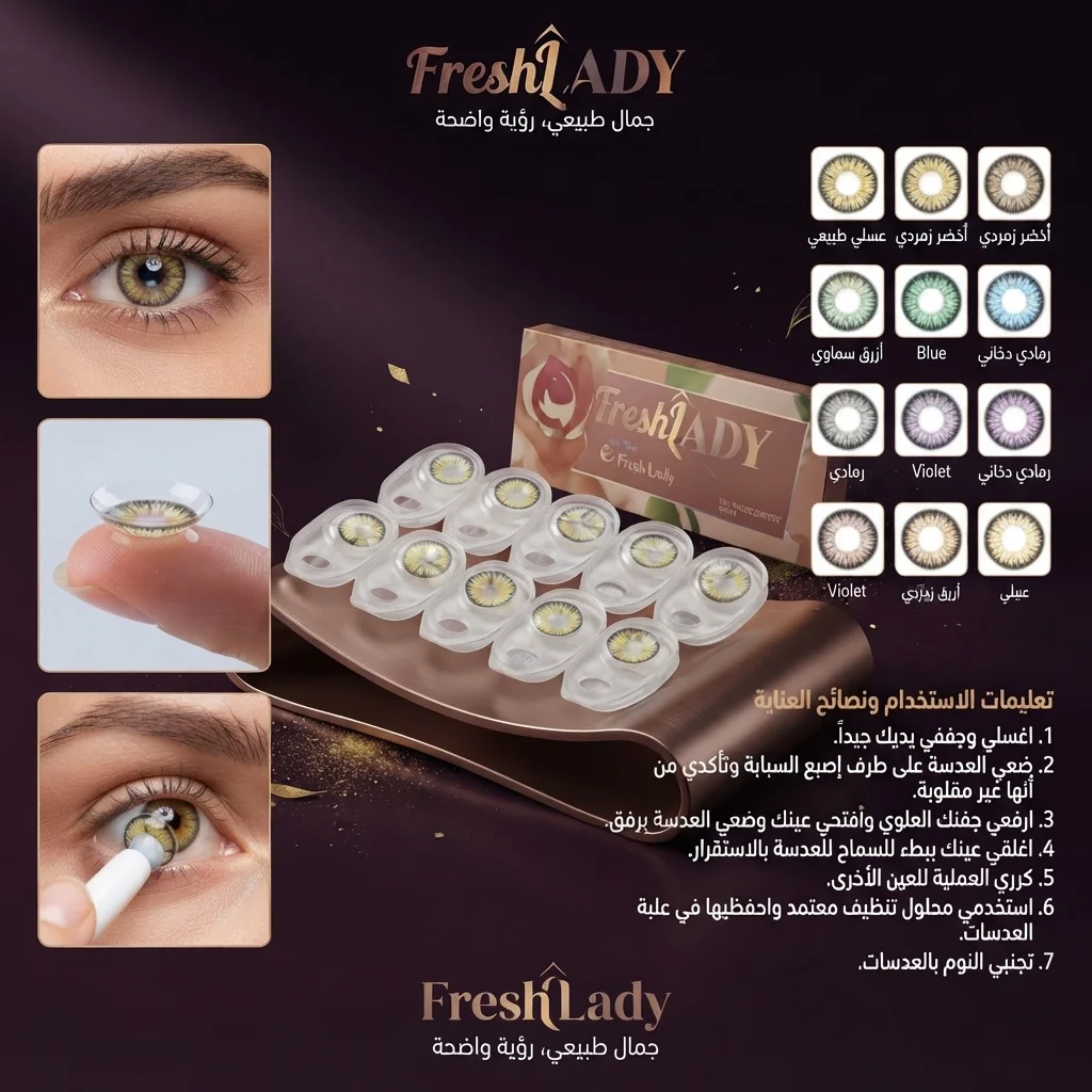 عدسات لاصقة ملونة للعين بتصميم طبيعي - فريش ليدي (Fresh Lady Color Contact Lenses)