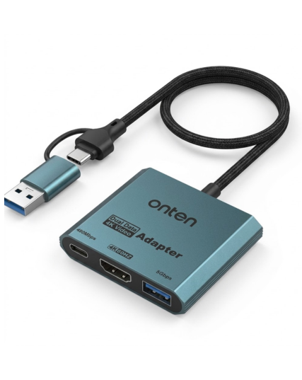 ONTEN OTN-UCA303 2-in-1 USB-C & USB-A to HDTV 4K 60Hz Adapter