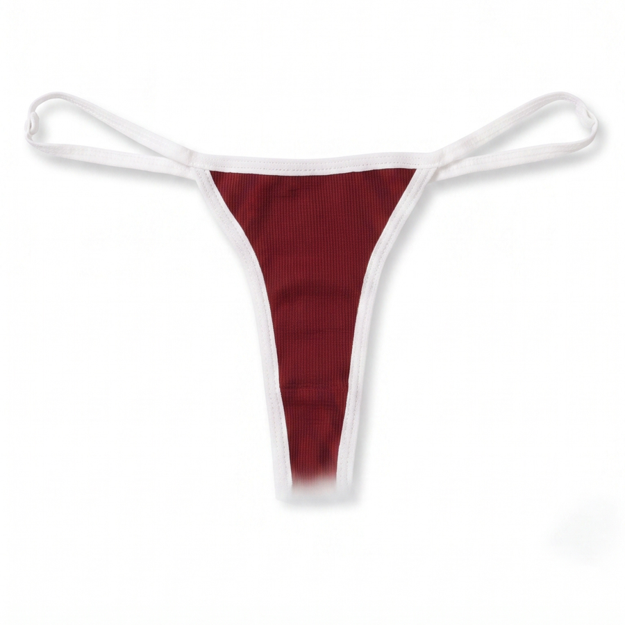  Ribbed Cotton Thong V