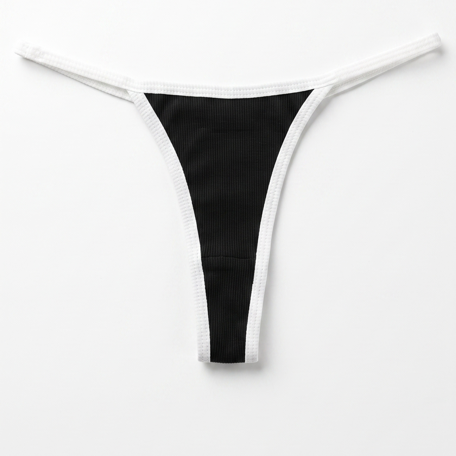 Ribbed Cotton Thong V