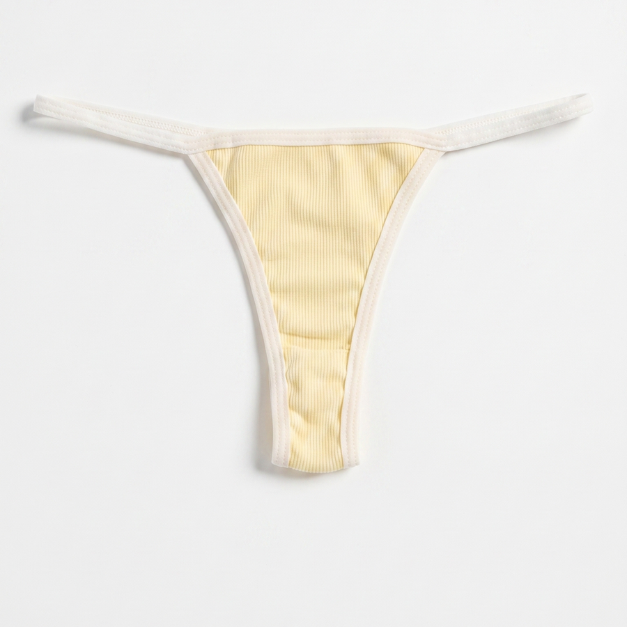  Ribbed Cotton Thong V