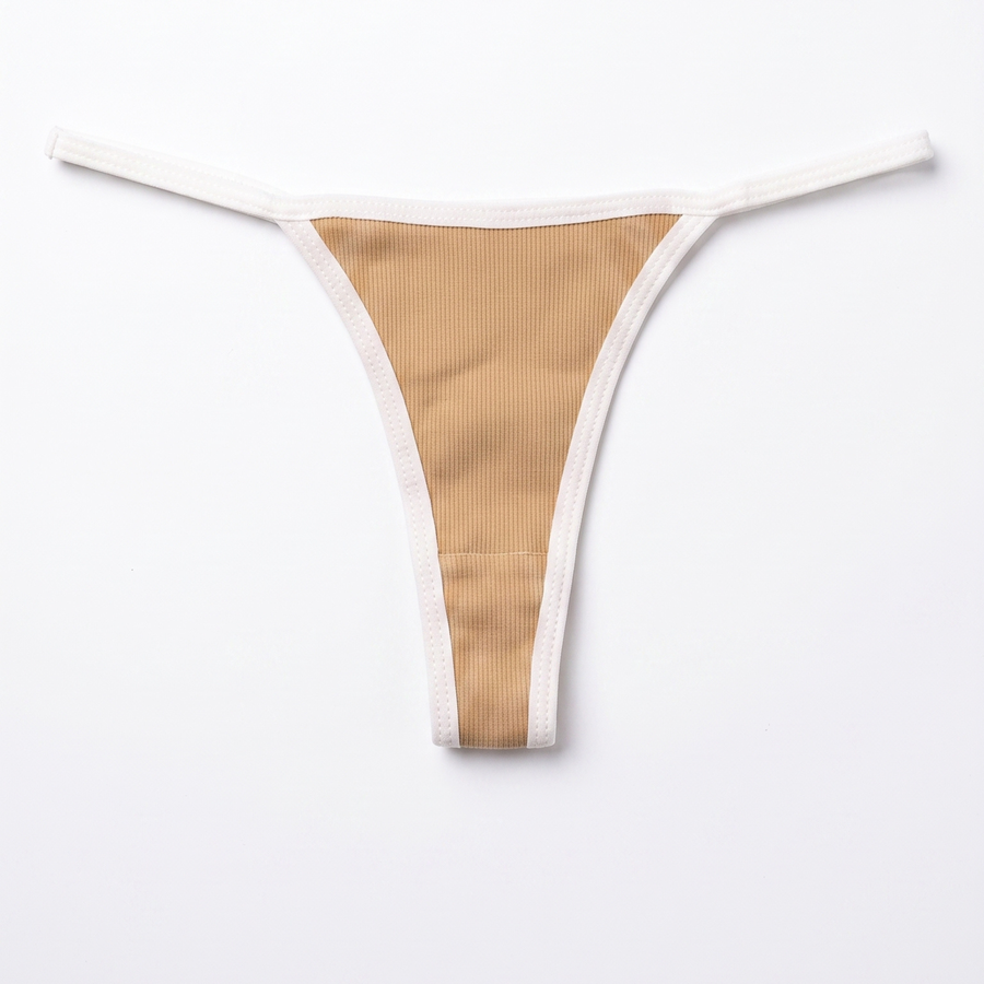  Ribbed Cotton Thong V