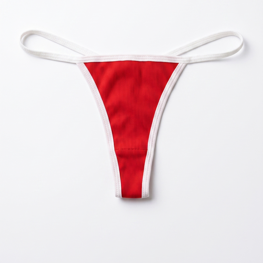  Ribbed Cotton Thong V