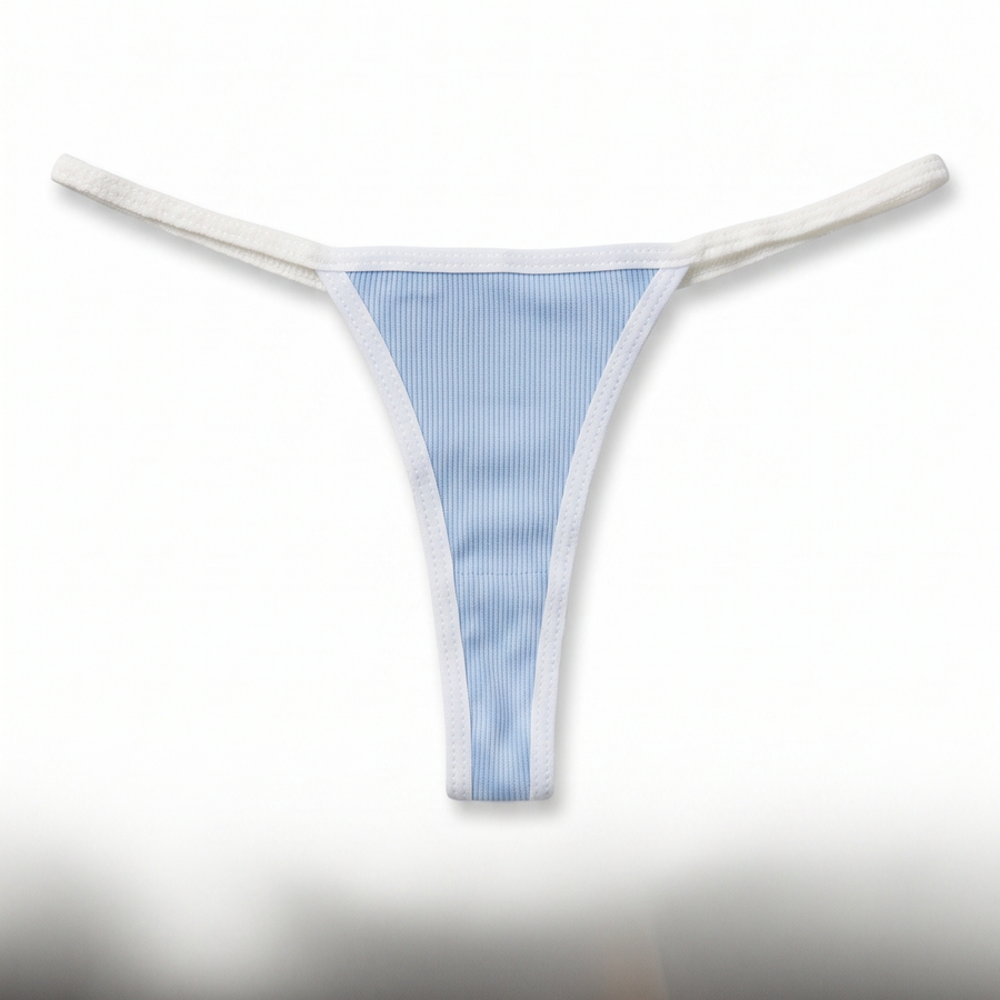  Ribbed Cotton Thong V