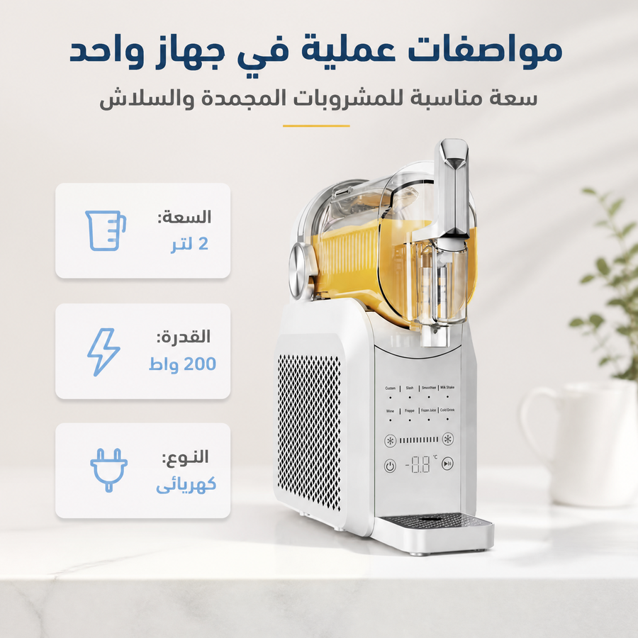 ماكينة سلاش ومشروبات مجمدة 6 في 1 بسعة 3 لتر مع خاصية لمس