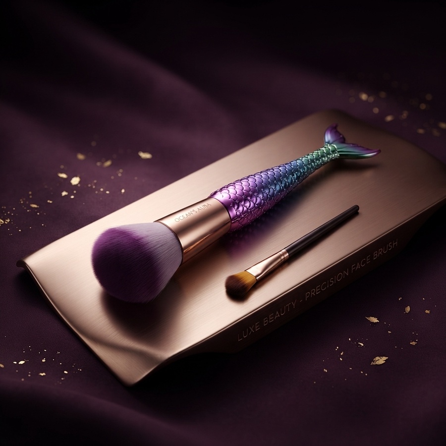 فرشاة مكياج الوجه الكبيرة بتصميم ذيل حورية البحر - أوشن أورا (Ocean's Aura Mermaid Face Brush)
