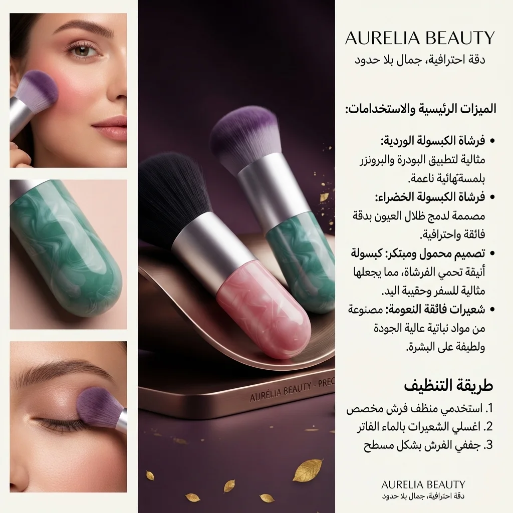 فرشاة مكياج الوجه الكبيرة بمقبض رخامي ملون - أوريليا بيوتي (Aurelia Beauty Marble Face Brush)