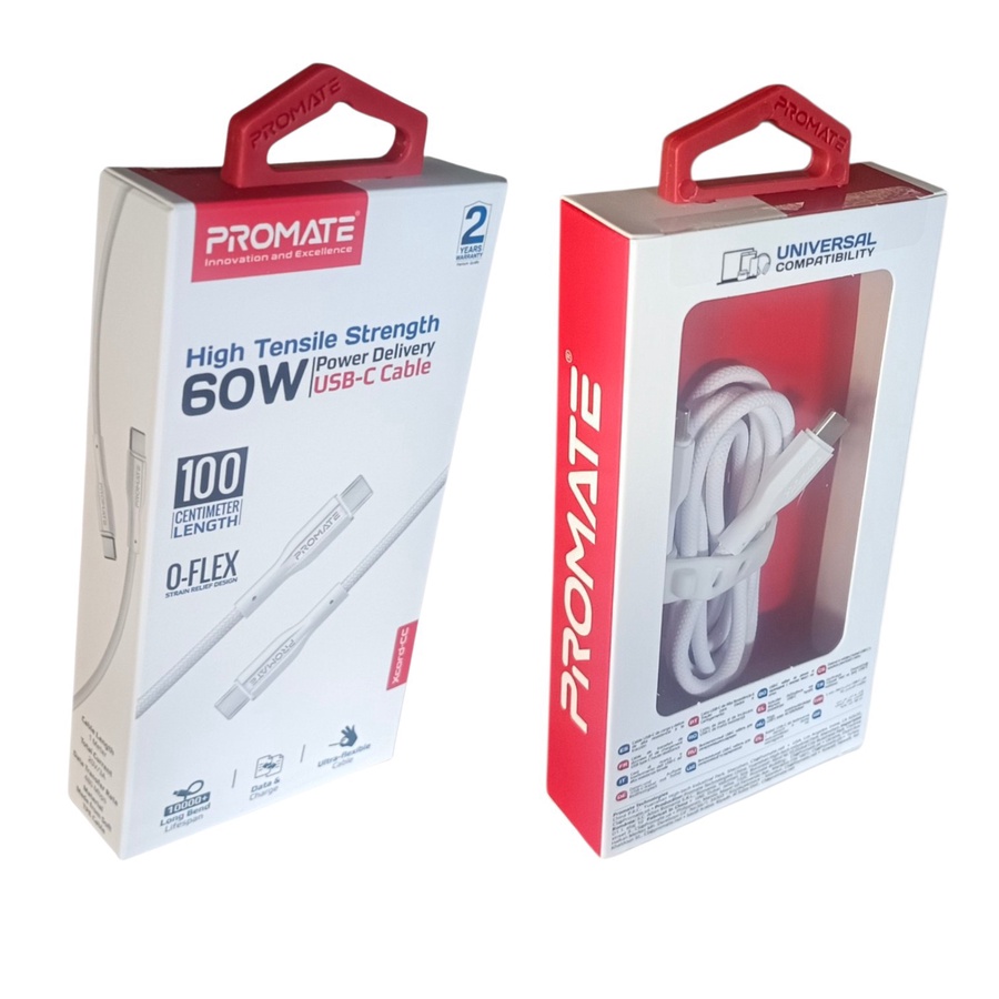Promate High Tensile Strenghth Data and Charge Cable USB-C 1M - White