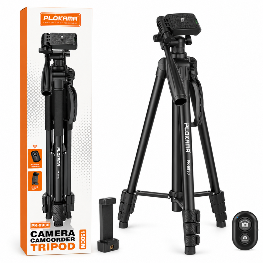 حامل ثلاثي القوائم للموبايلات والكاميرات للتصوير الفوتوغرافي والفيديو من بلوكاما .PLOKAMA CAMERA CAMCORDER TRIPOD PK-9930