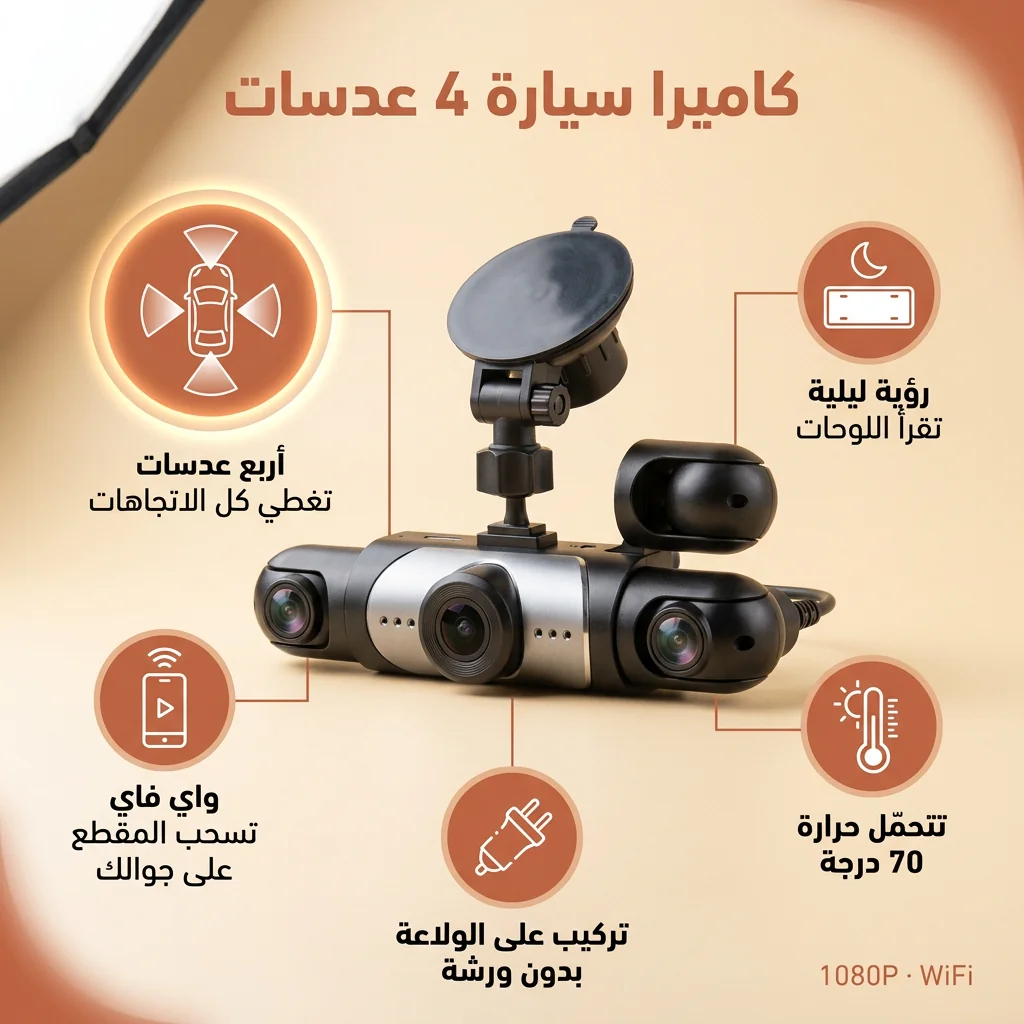 كاميرا سيارة 4 عدسات بواي فاي