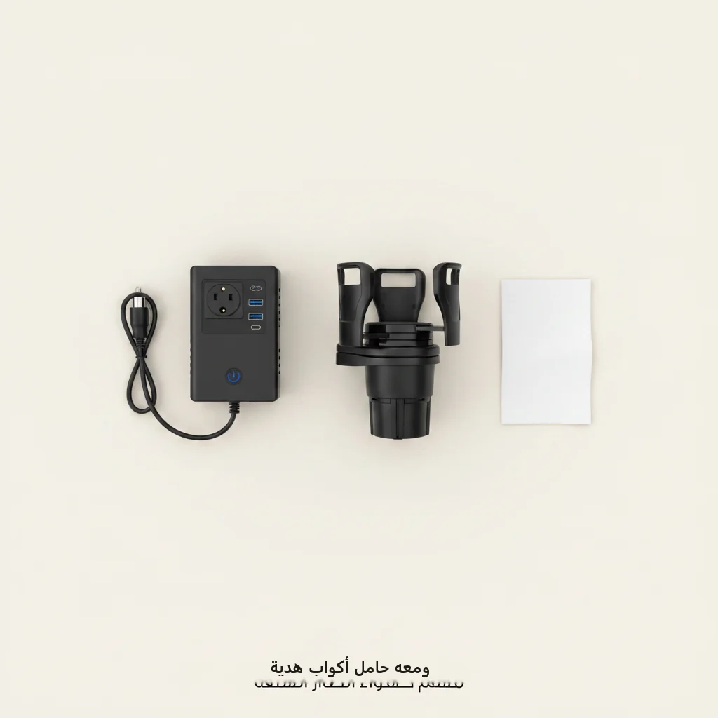 محول كهرباء للسيارة بمخرج 220 و4 منافذ شحن