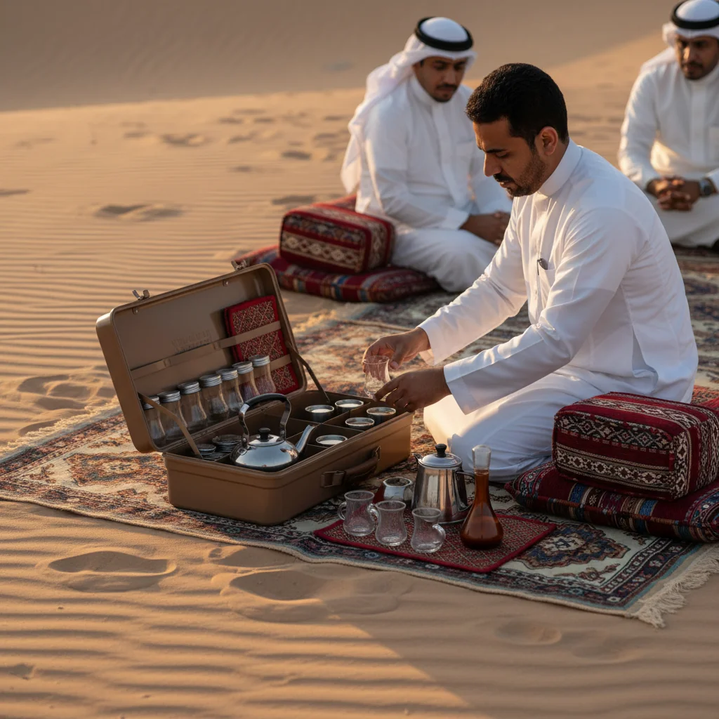 شنطة ضيافة القهوة والشاي بحقيبة معدنية