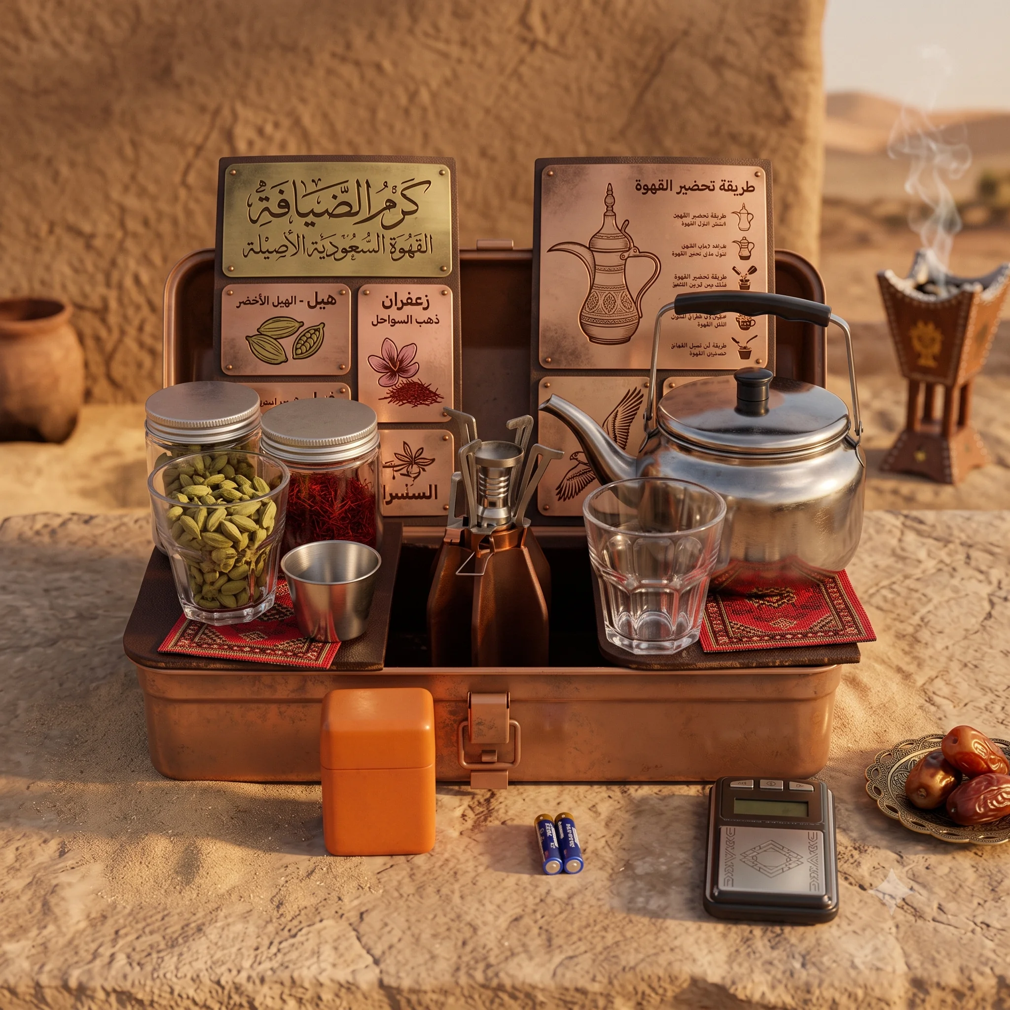 شنطة ضيافة القهوة والشاي بحقيبة معدنية