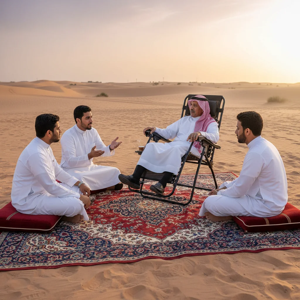 كرسي استرخاء قابل للطي بحامل أكواب