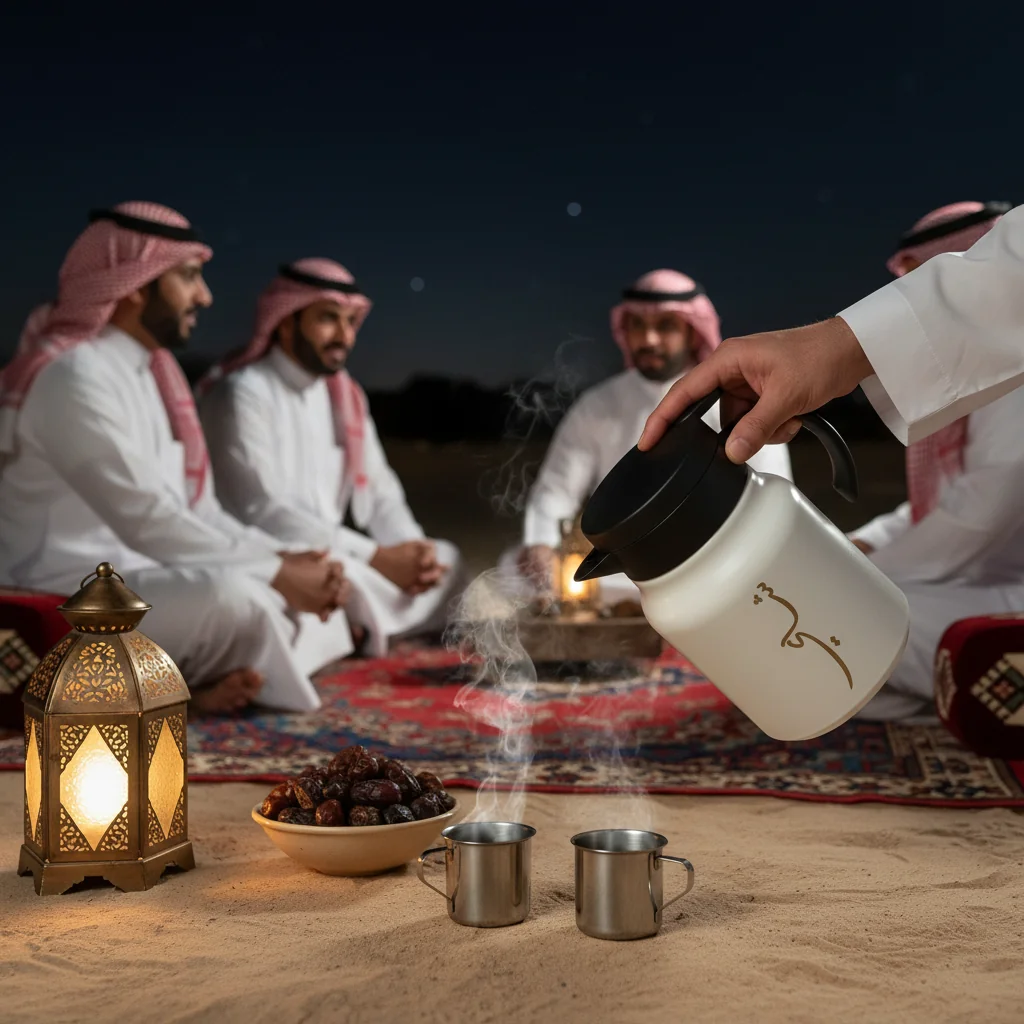 ترمس قهوة وشاي 1 لتر ستانلس ستيل مع كوبين