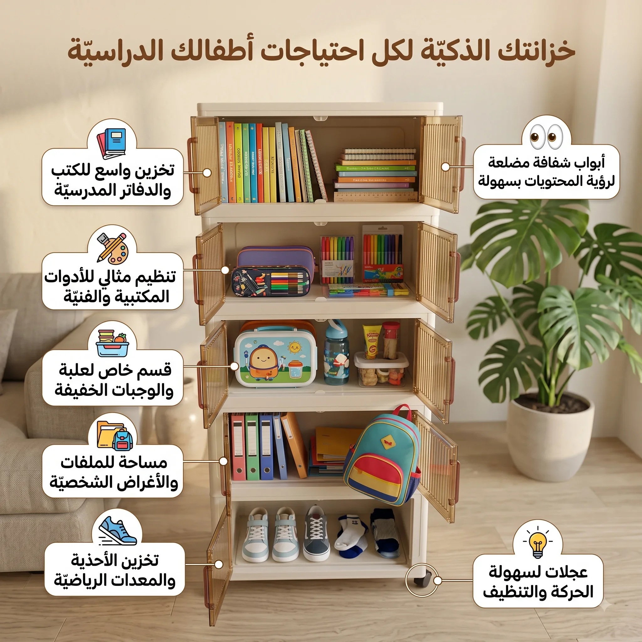 دولاب تخزين 5 أدراج بعجلات