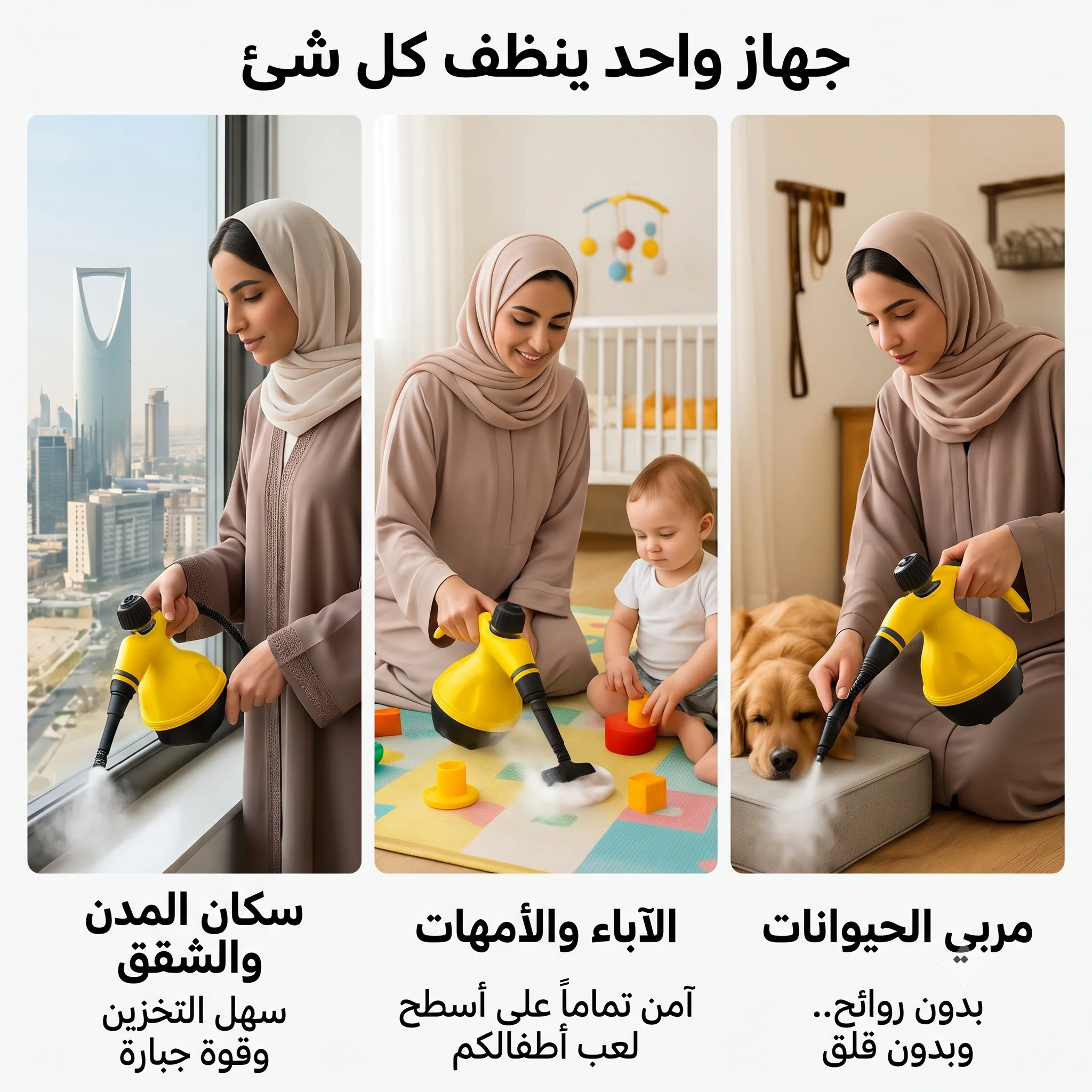 منظّف بخار محمول بـ١٠ ملحقات