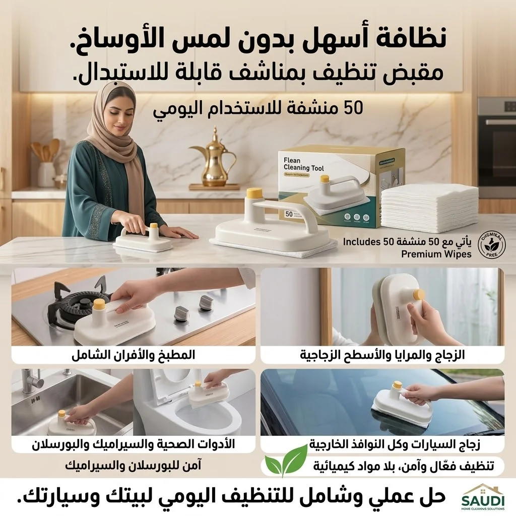 ماسك قماشة تنظيف بمقبض وزر إسقاط