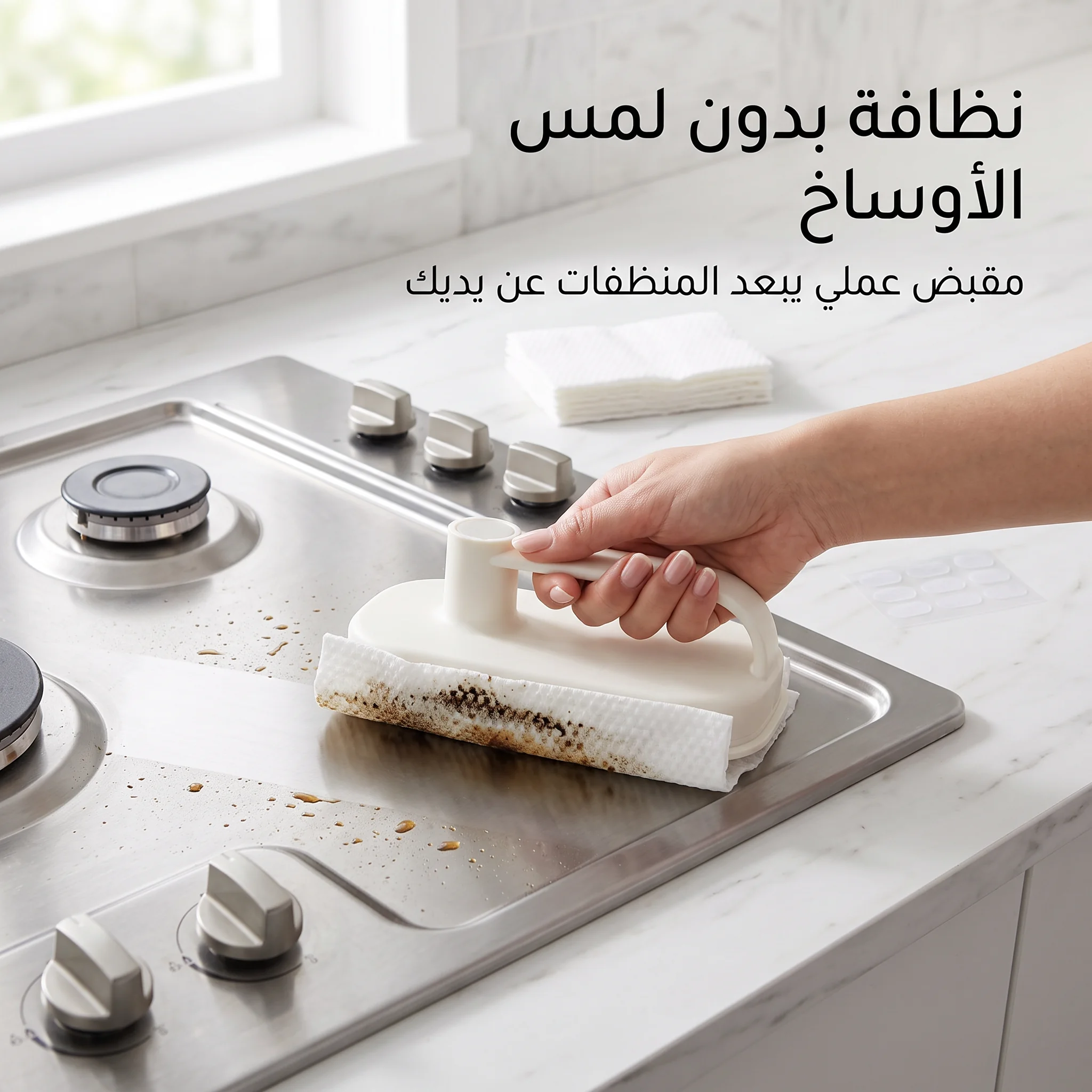 ماسك قماشة تنظيف بمقبض وزر إسقاط