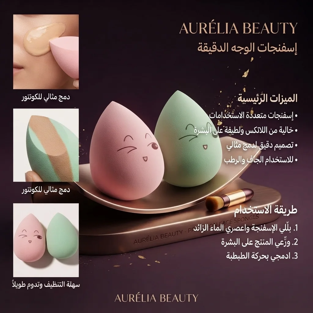 إسفنجة مكياج الوجه الدقيقة لتوزيع الفاونديشن والكونسيلر - أوريليا بيوتي (Aurelia Beauty Precision Face Sponge)