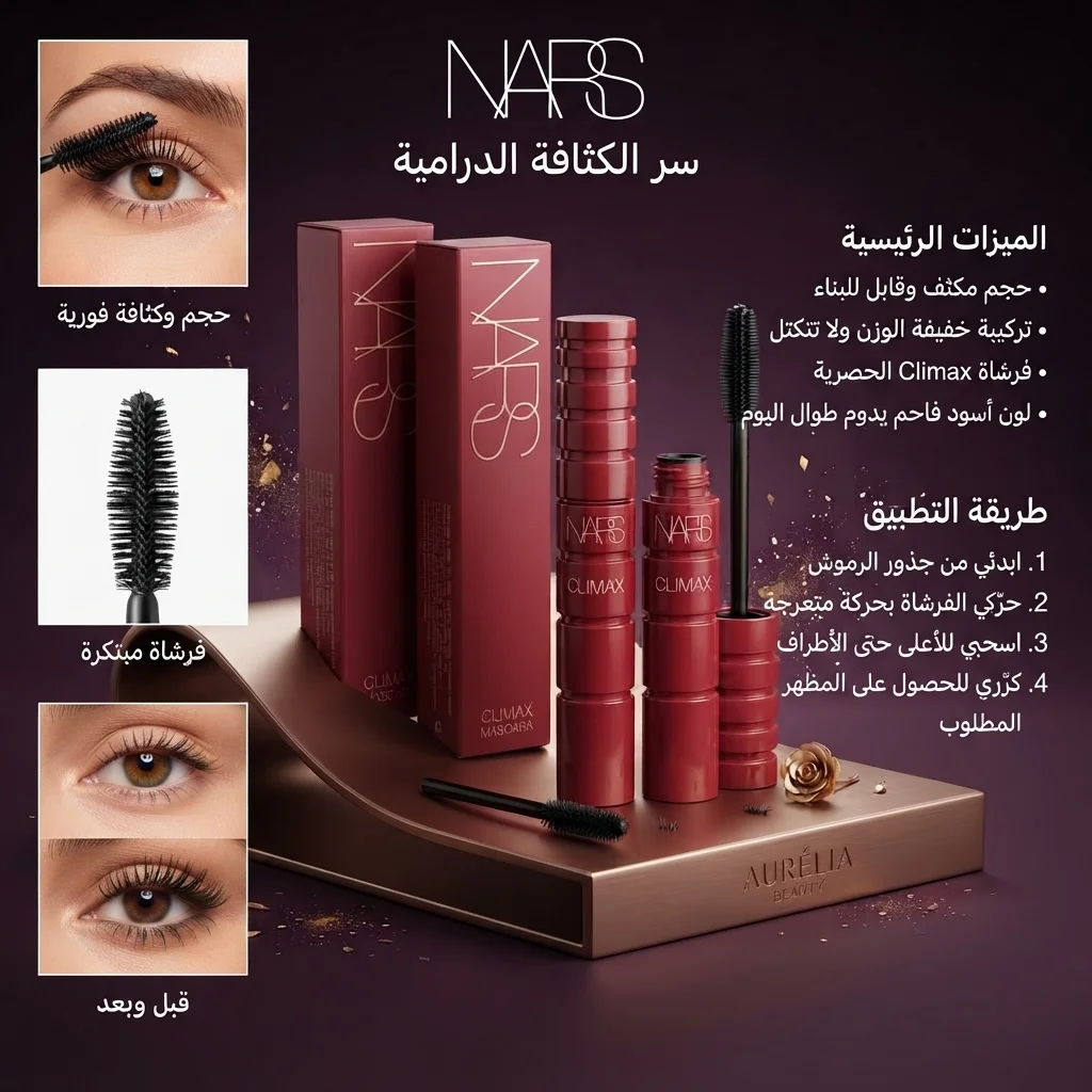 ماسكرا نارس كلايمكس الاحترافية لتكثيف وتطويل الرموش - لون أسود فاحم (NARS Climax Mascara)