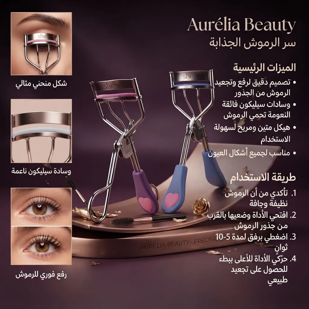 أداة كيرلي وتجعيد الرموش الاحترافية مع مقبض مريح - أوريليا بيوتي (Aurelia Beauty Eyelash Curler)