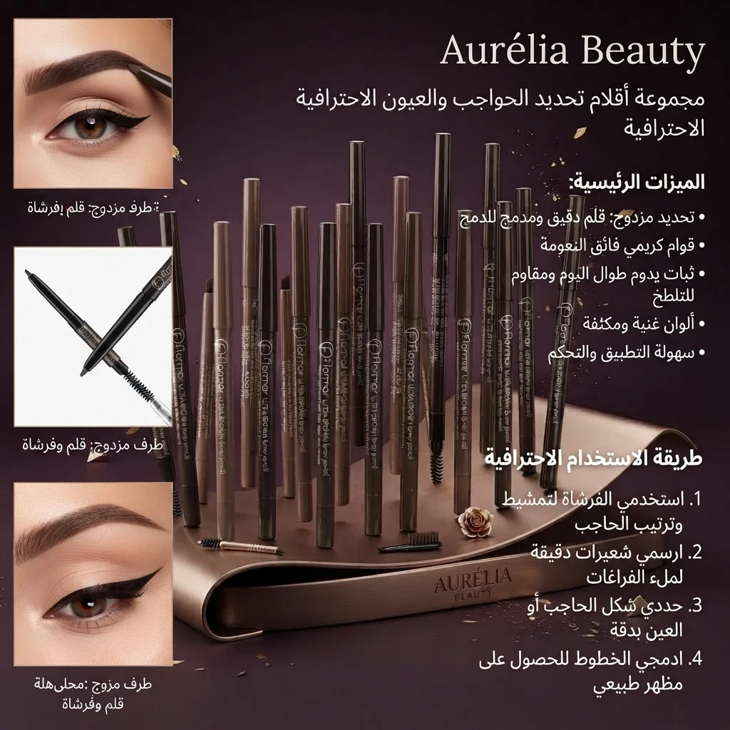مجموعة أقلام تحديد وتعبئة الحواجب الاحترافية - فلورمار (Flormar Eyebrow Pencil)