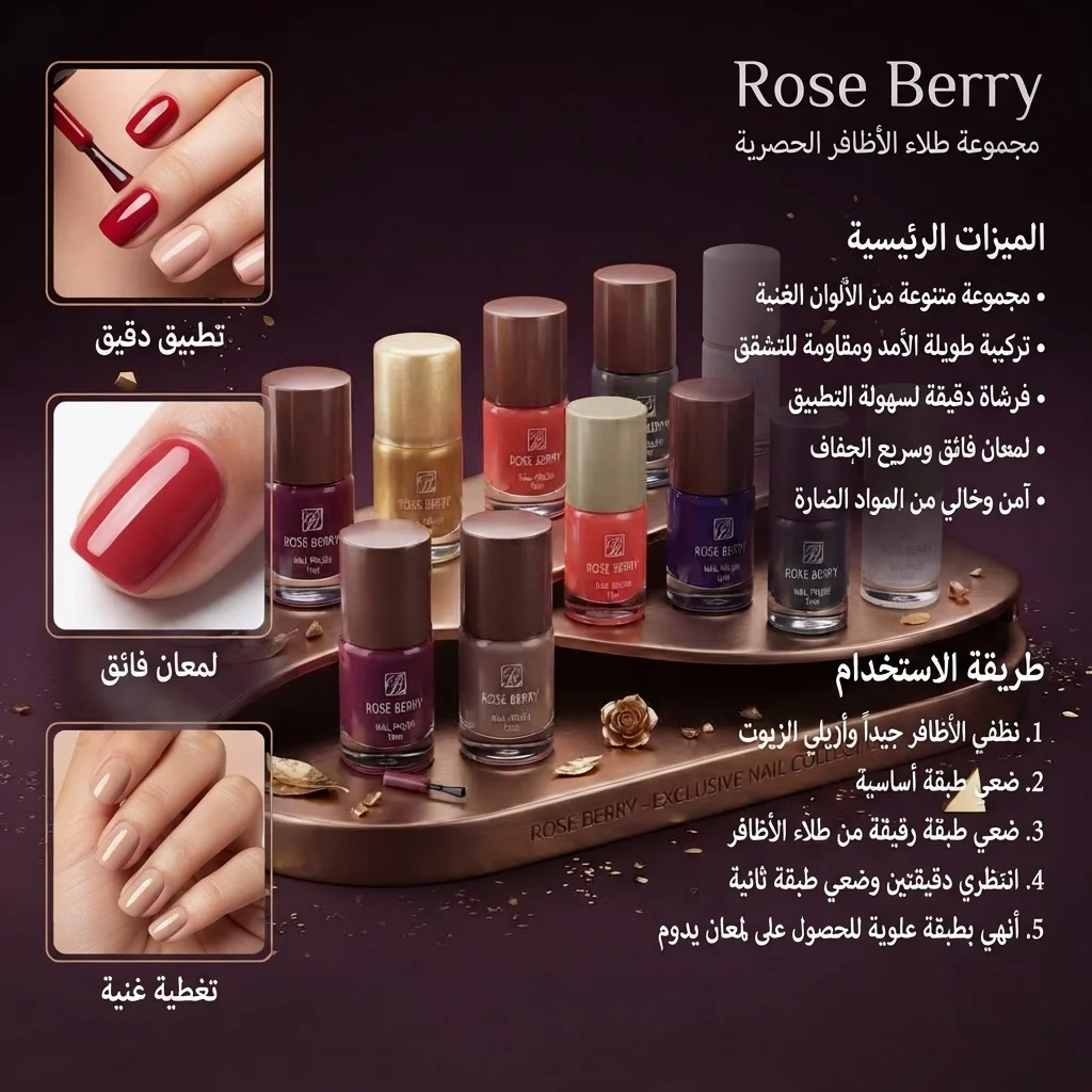 مجموعة طلاء الأظافر الأنيق والثابت - روز بيري (Rose Berry Nail Polish Collection)