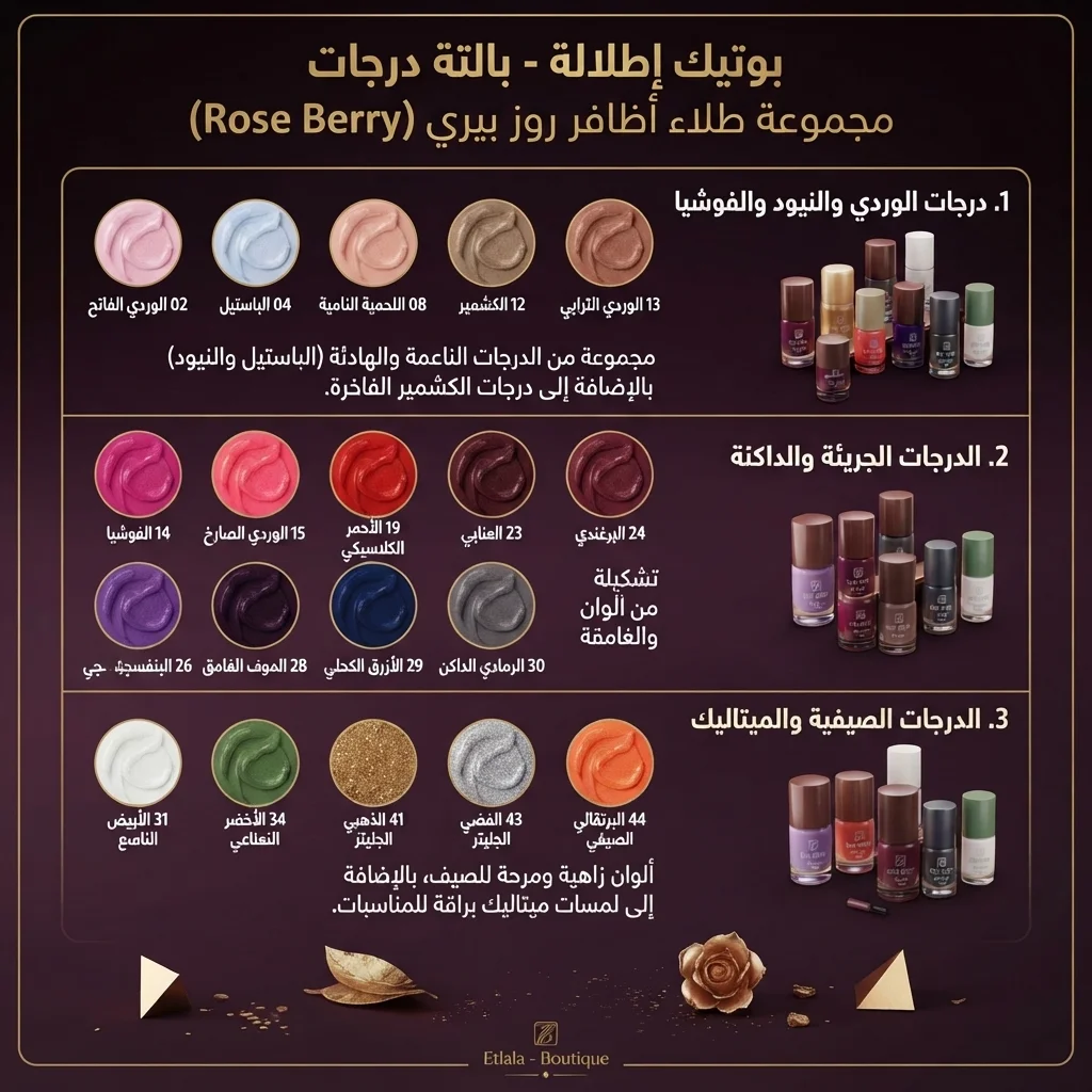 مجموعة طلاء الأظافر الأنيق والثابت - روز بيري (Rose Berry Nail Polish Collection)