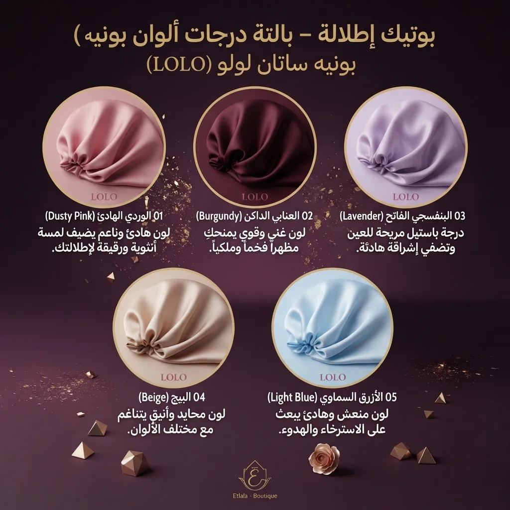 بونيه شعر ساتان لحماية الشعر مع توكة مطابقة - لولو (LOLO Satin Bonnet & Scrunchie)