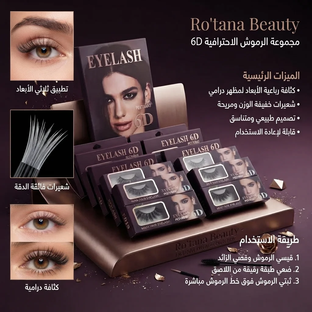 رموش عيون 6D مصنوعة من شعر المنك الصناعي لإطلالة كثيفة - 6D Mink Hair Eyelash