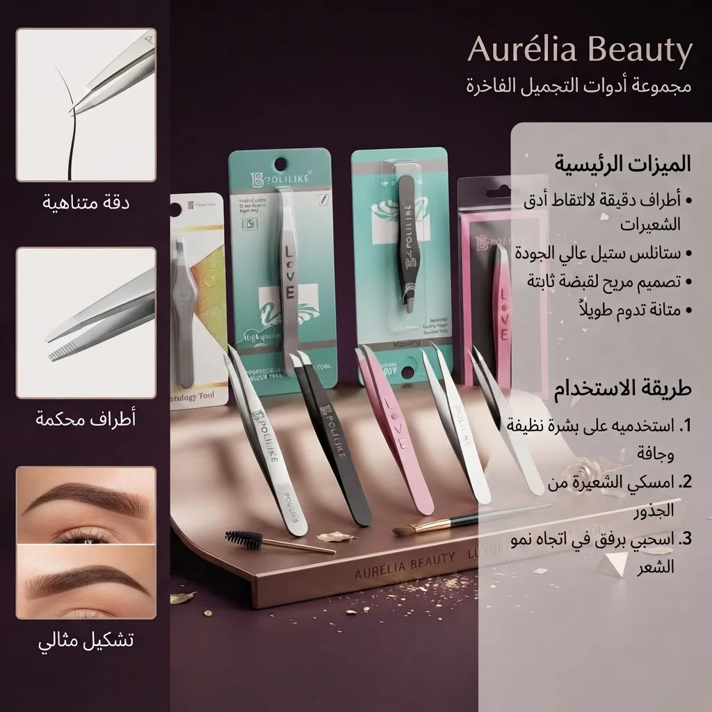 ملقاط حواجب وأدوات تجميل دقيقة احترافية - بوليلايك (Polilike Tweezers)