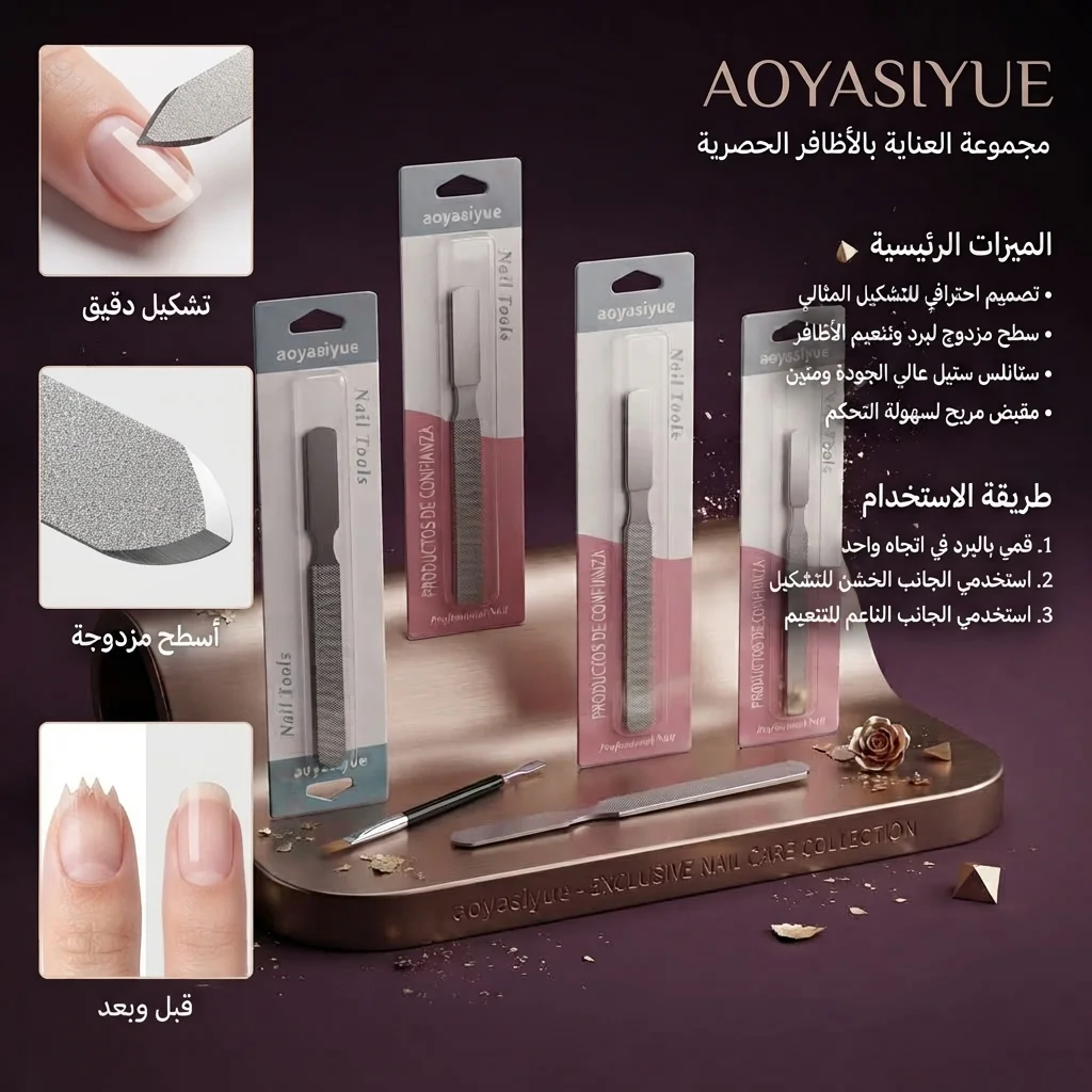 مبرد أظافر معدني احترافي لتشذيب ونحت الأظافر - أوياسيوي (Aoyasiyue Nail File)