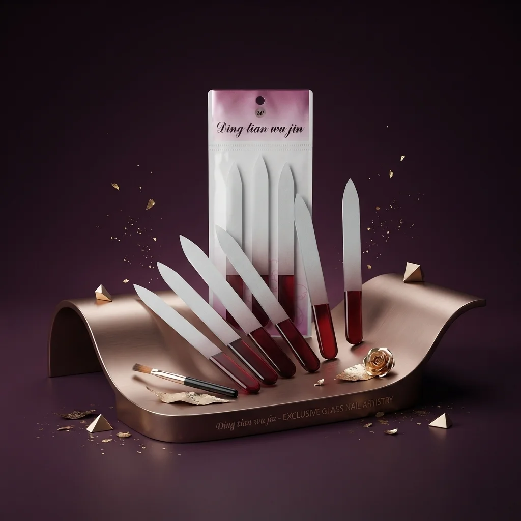 مبرد أظافر زجاجي احترافي بمقبض ملون - دينج تيان وو جين (Ding Tian Wu Jin Glass Nail File)