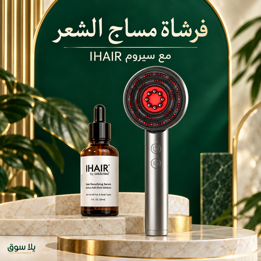 فرشاة مساج الشعر لتغذية الشعر بالزيوت +  i hair serum هدية 