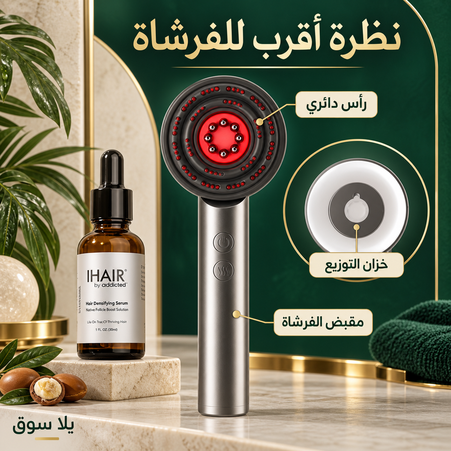 فرشاة مساج الشعر لتغذية الشعر بالزيوت +  i hair serum هدية 