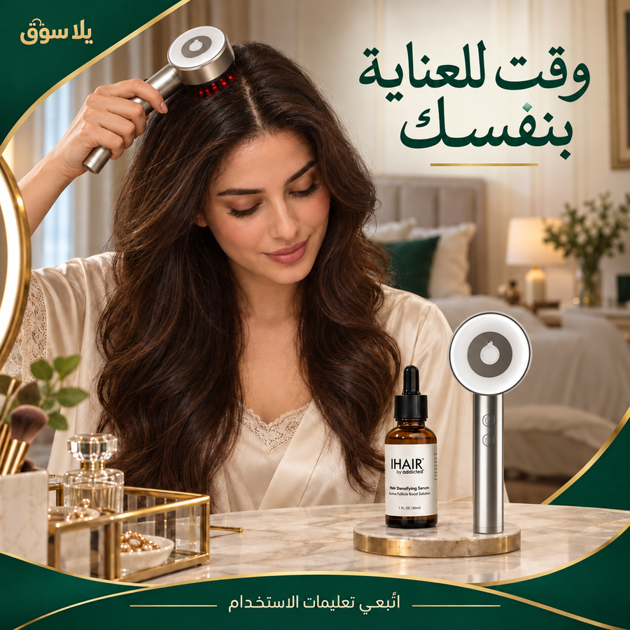 فرشاة مساج الشعر لتغذية الشعر بالزيوت +  i hair serum هدية 
