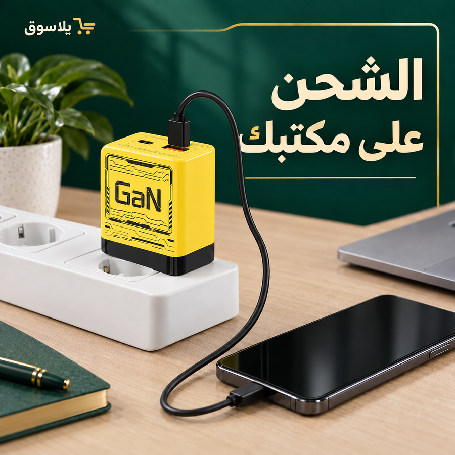 • شاحن USB-C بقوة 120 واط - شاحن سريع GaN مع تقنية PD
