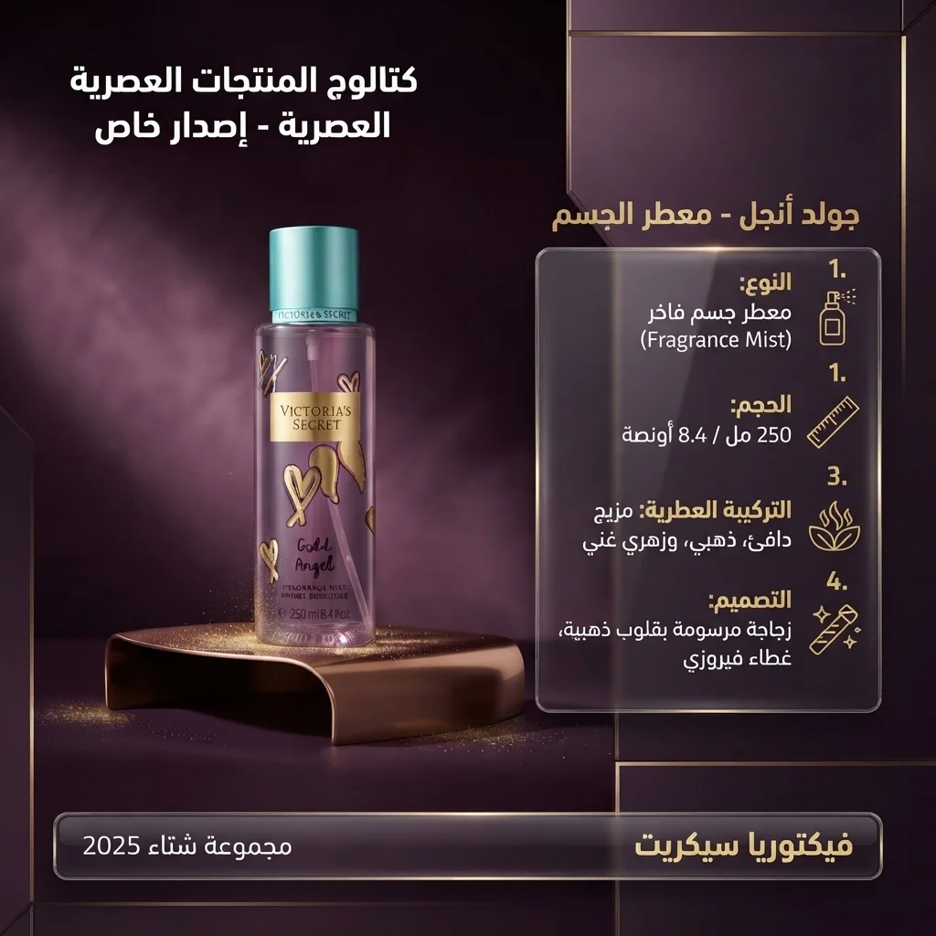 معطر جسم جولد أنجل من فيكتوريا سيكريت - (250 مل) | متجر إطلالة