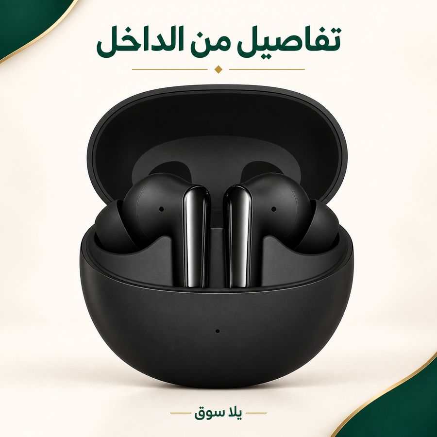 "	سماعة ايربودز من رينو لون اسود"