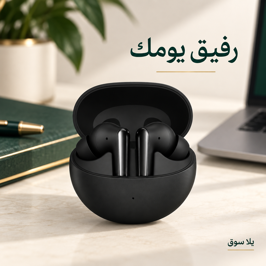 "	سماعة ايربودز من رينو لون اسود"