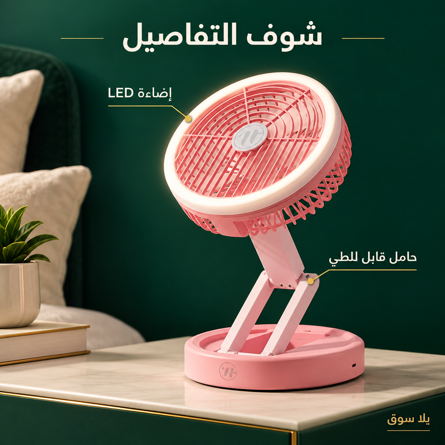 مروحة بكشاف قابلة لاعادة الشحن