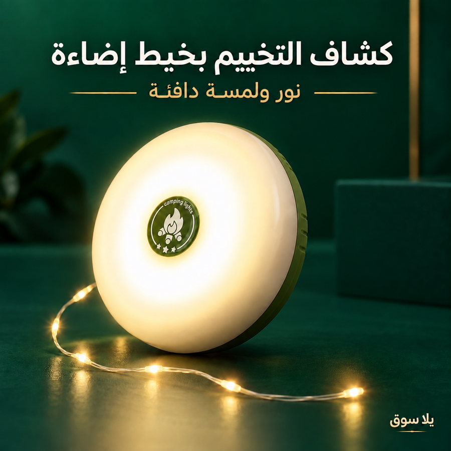 كشاف التخييم بخيط 10 متر + باور بانك